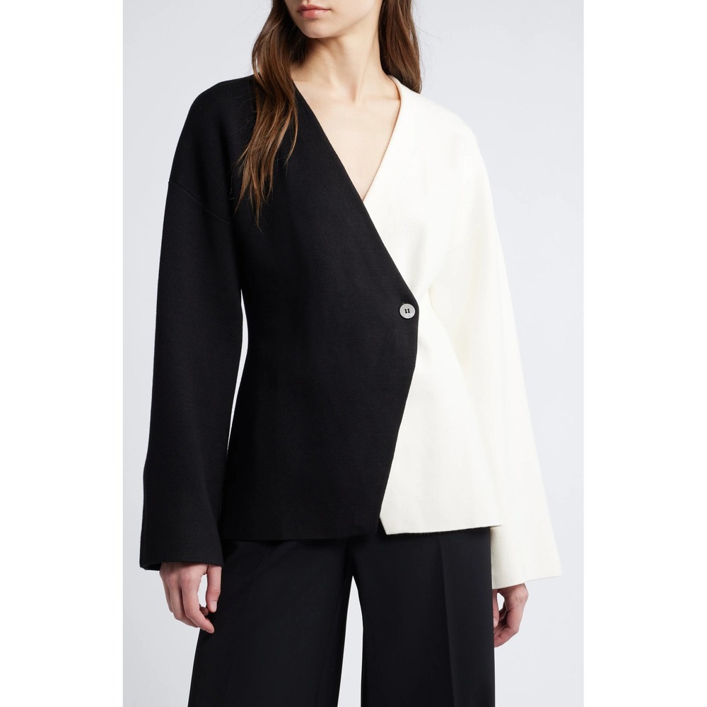 & Other Stories Stockholm Atelier Black White Colorblock Wrap Top S Minimalist